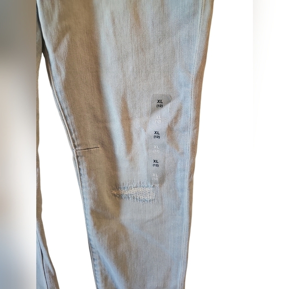 Gap destructed pull on slim jeans drawstring light wash sz XL 12 new K61 - Picture 3 of 7